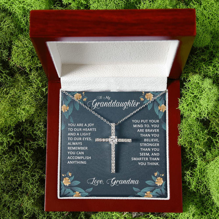 To My Granddaughter | You are a joy to our Heart - CZ Cross Necklace