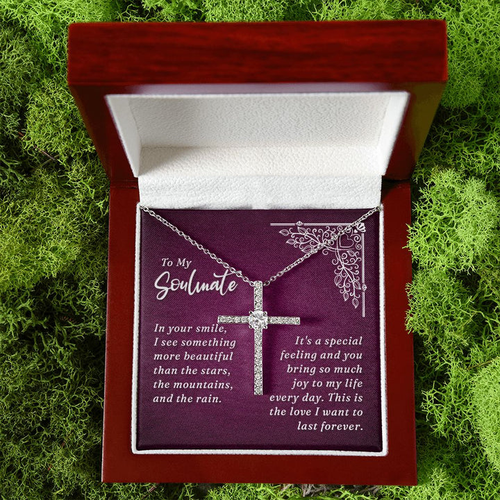 To My Soulmate | In Your Smile - CZ Cross Necklace