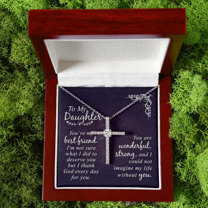 To My Daughter | You are my Best Friend - CZ Cross Necklace