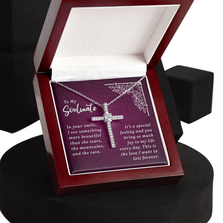 To My Soulmate | In Your Smile - CZ Cross Necklace