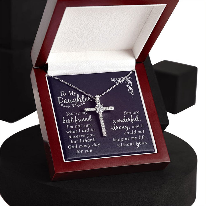 To My Daughter | You are my Best Friend - CZ Cross Necklace