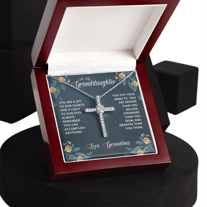 To My Granddaughter | You are a joy to our Heart - CZ Cross Necklace
