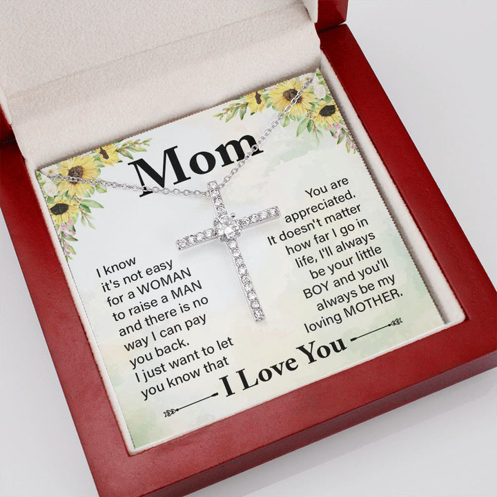 To My Mom | I know it's not easy - CZ Cross Necklace