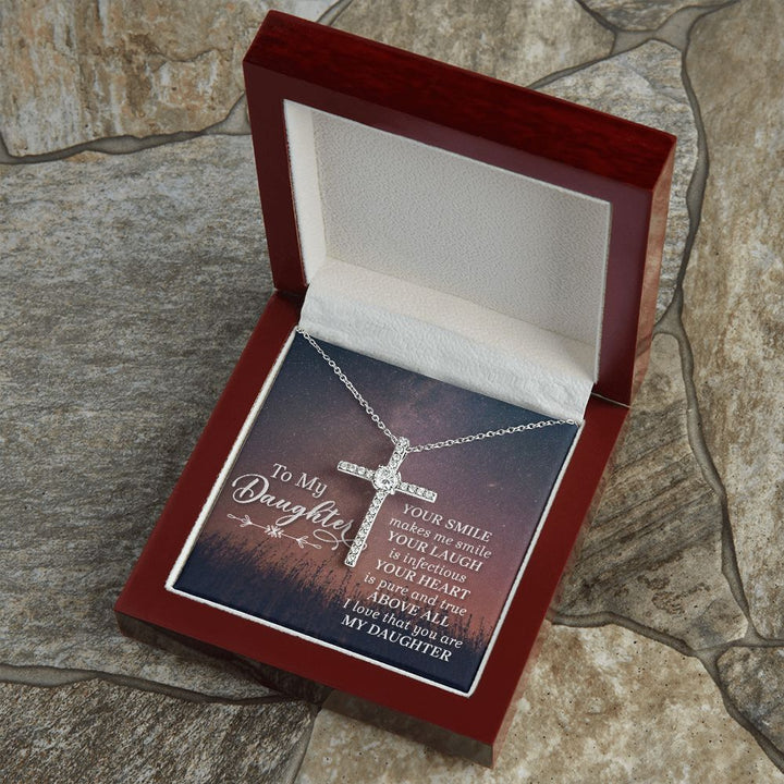 To My Daughter | Her Smile - CZ Cross Necklace