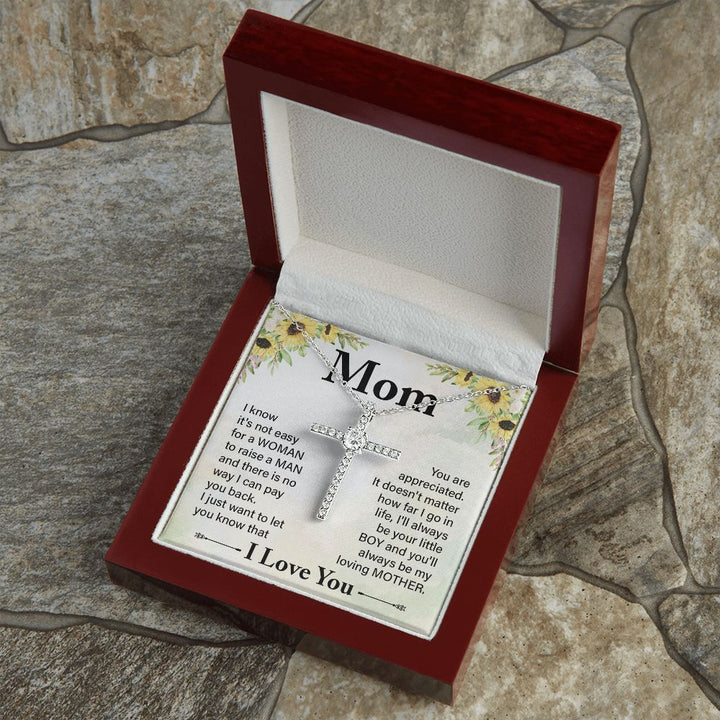To My Mom | I know it's not easy - CZ Cross Necklace