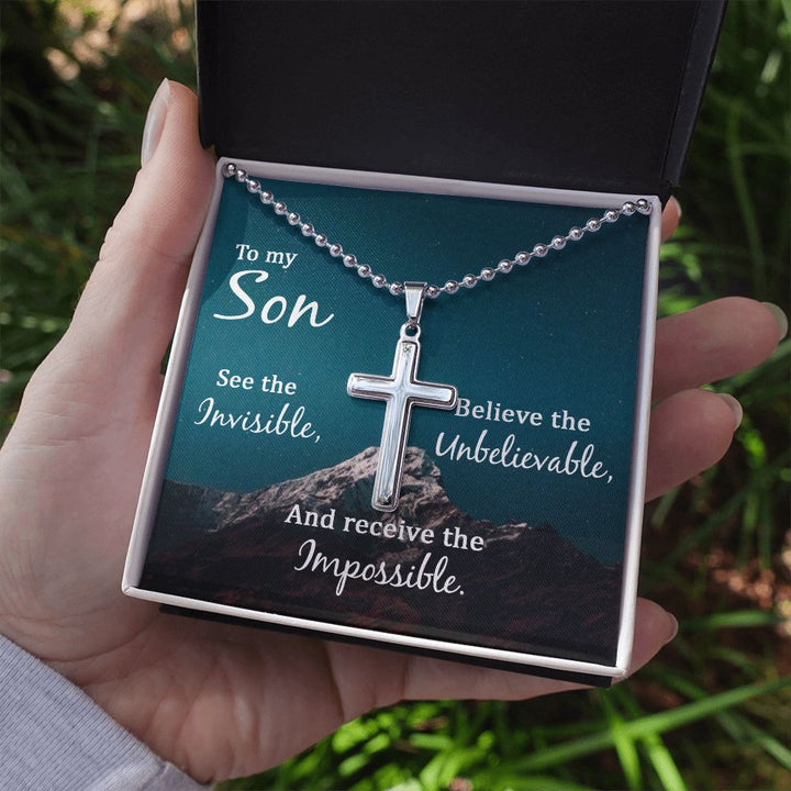 To My Son | See the Invisible - Stainless Cross Necklace