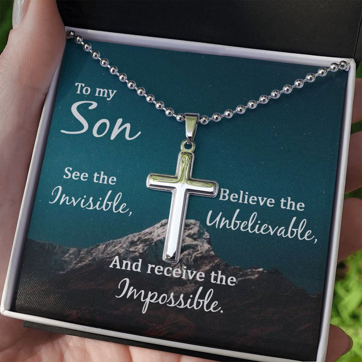 To My Son | See the Invisible - Stainless Cross Necklace
