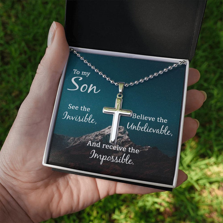 To My Son | See the Invisible - Stainless Cross Necklace