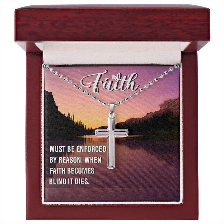 Faith | Must Be Enforced - Stainless Cross Necklace with Ball Chain