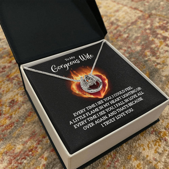 To My Gorgeous Wife | Every time I see You - Lucky in Love Necklace