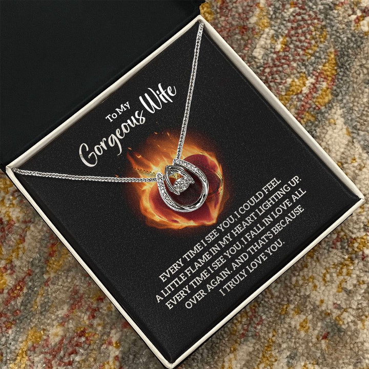 To My Gorgeous Wife | Every time I see You - Lucky in Love Necklace