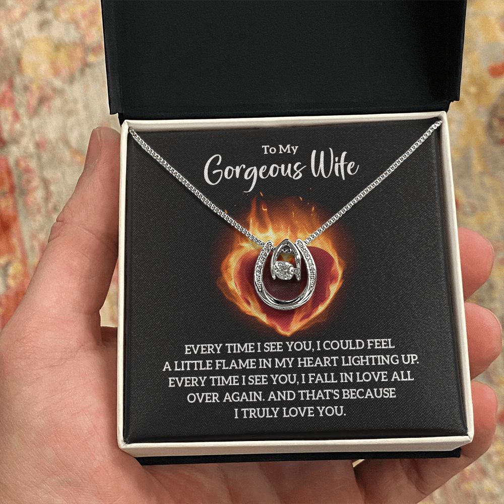 To My Gorgeous Wife | Every time I see You - Lucky in Love Necklace