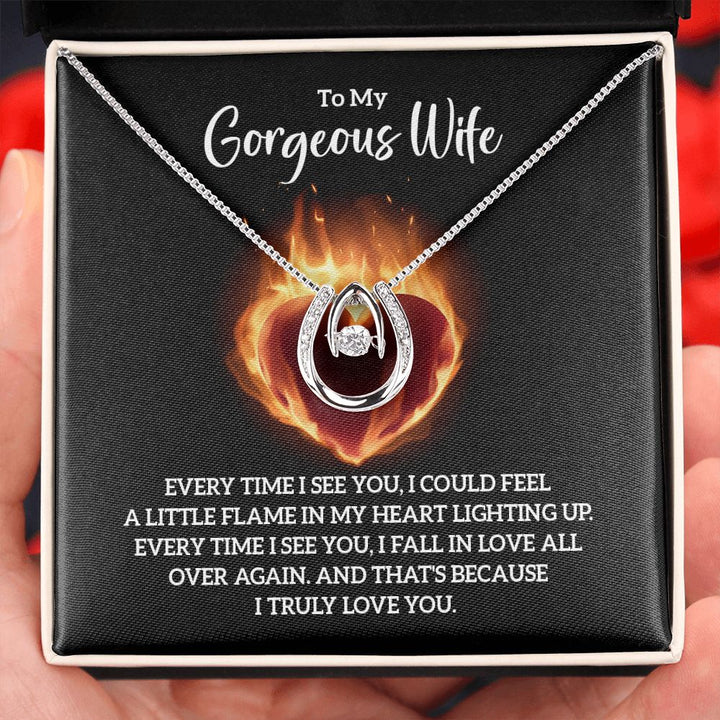 To My Gorgeous Wife | Every time I see You - Lucky in Love Necklace