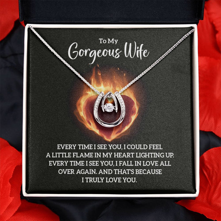 To My Gorgeous Wife | Every time I see You - Lucky in Love Necklace
