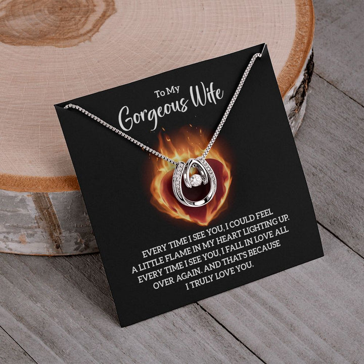 To My Gorgeous Wife | Every time I see You - Lucky in Love Necklace