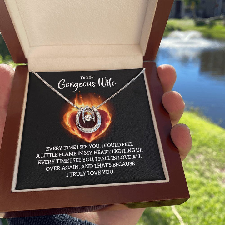 To My Gorgeous Wife | Every time I see You - Lucky in Love Necklace