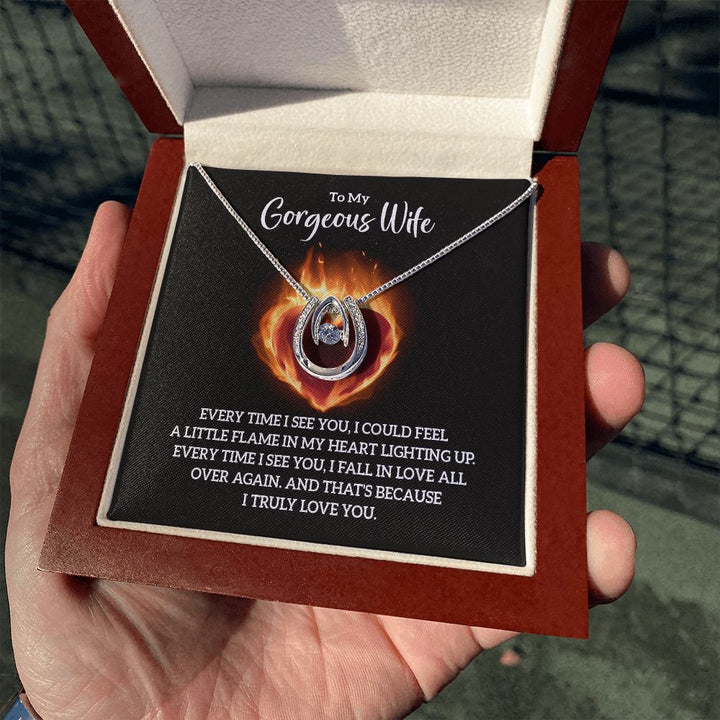To My Gorgeous Wife | Every time I see You - Lucky in Love Necklace