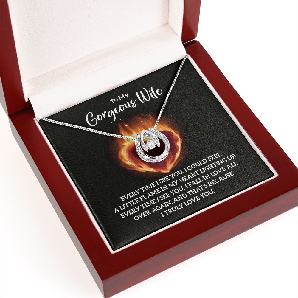 To My Gorgeous Wife | Every time I see You - Lucky in Love Necklace