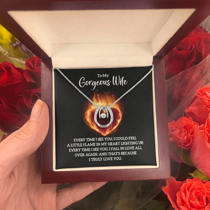 To My Gorgeous Wife | Every time I see You - Lucky in Love Necklace