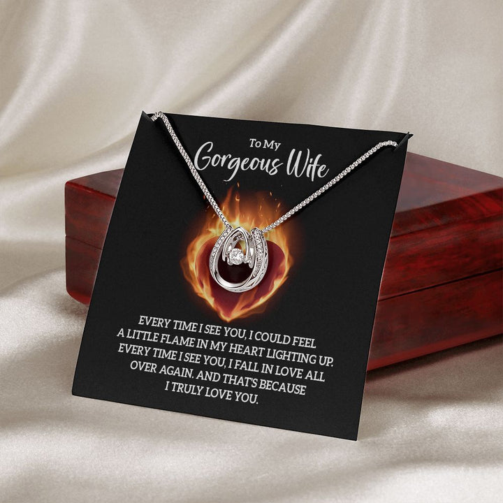 To My Gorgeous Wife | Every time I see You - Lucky in Love Necklace