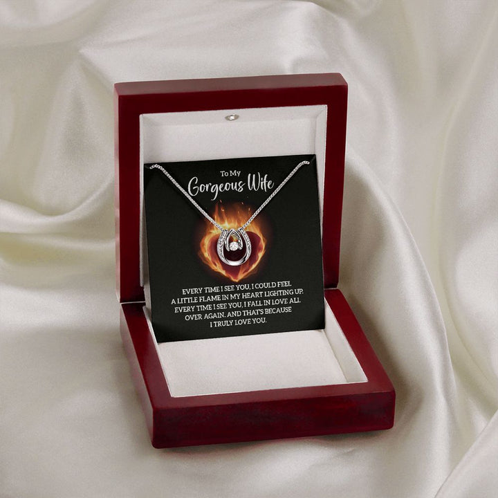 To My Gorgeous Wife | Every time I see You - Lucky in Love Necklace