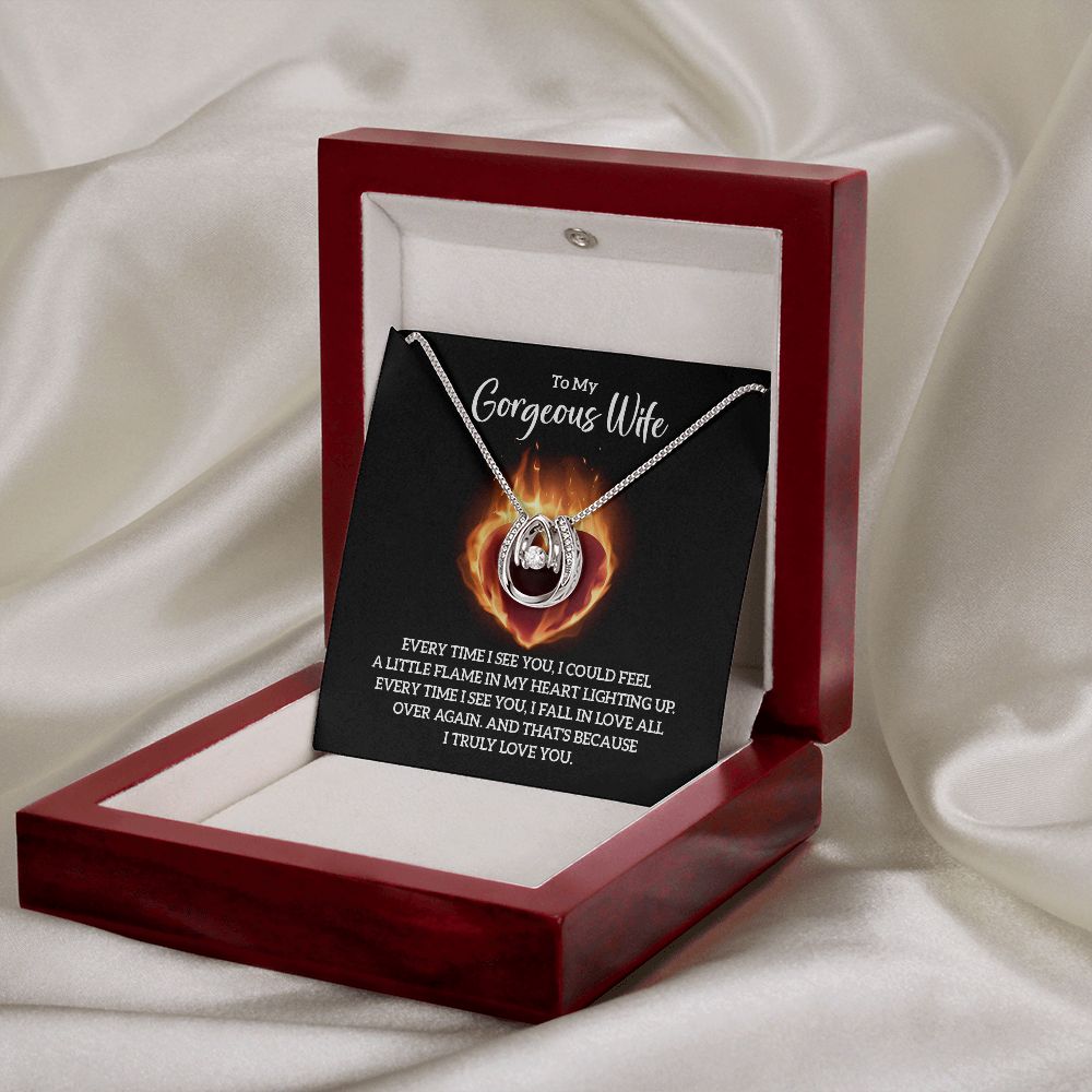 To My Gorgeous Wife | Every time I see You - Lucky in Love Necklace