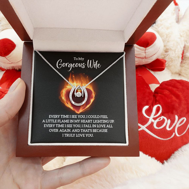 To My Gorgeous Wife | Every time I see You - Lucky in Love Necklace