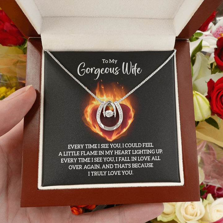 To My Gorgeous Wife | Every time I see You - Lucky in Love Necklace