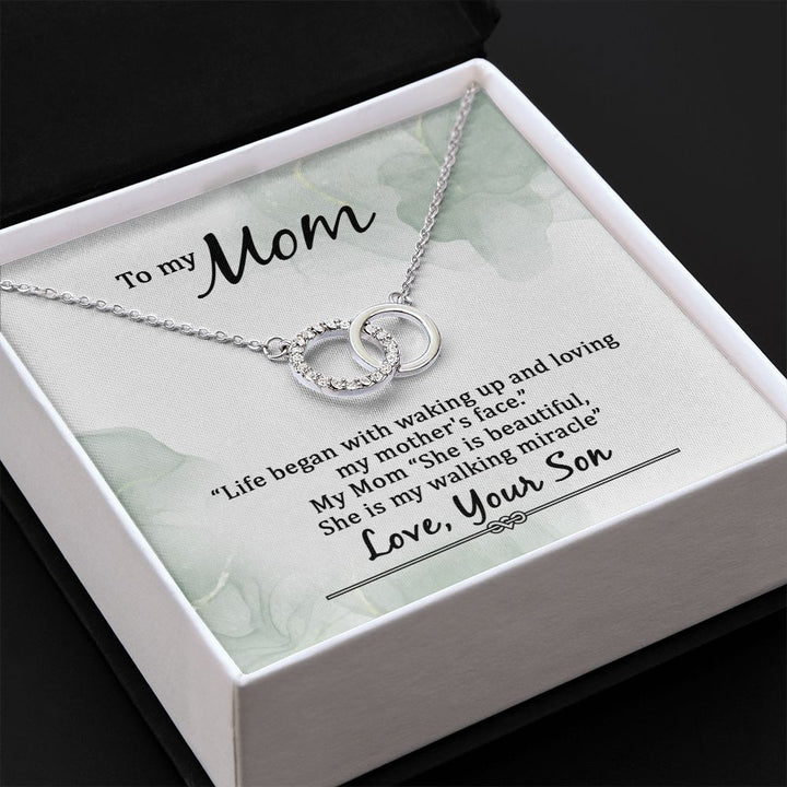 To My Mom | Life began with walking up - Perfect Pair Necklace