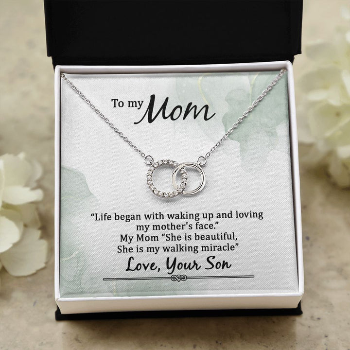 To My Mom | Life began with walking up - Perfect Pair Necklace