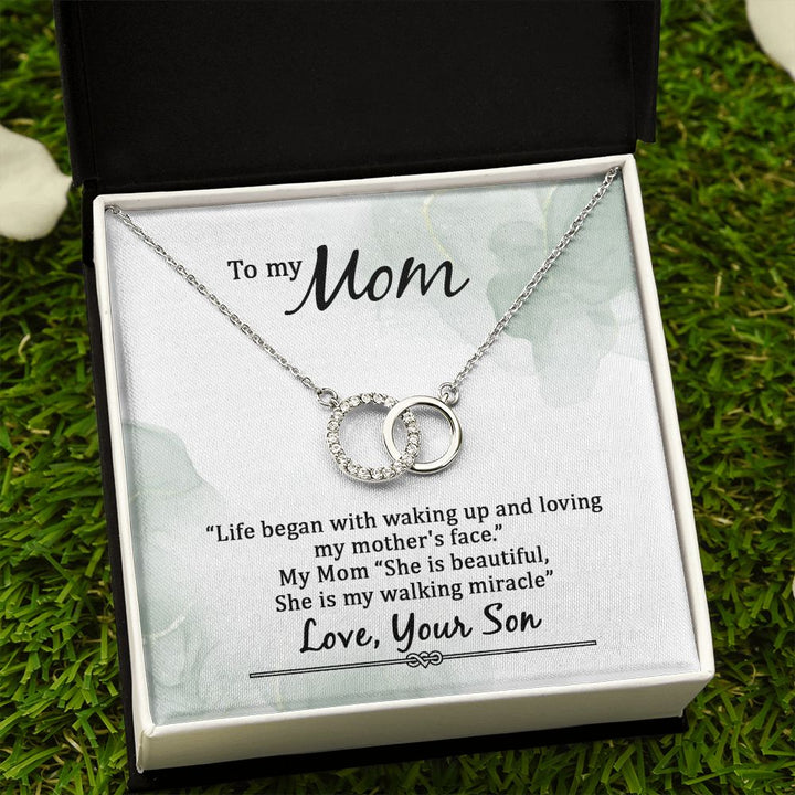 To My Mom | Life began with walking up - Perfect Pair Necklace