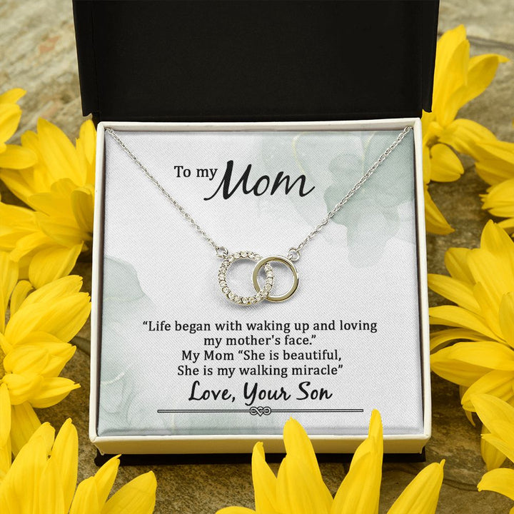 To My Mom | Life began with walking up - Perfect Pair Necklace