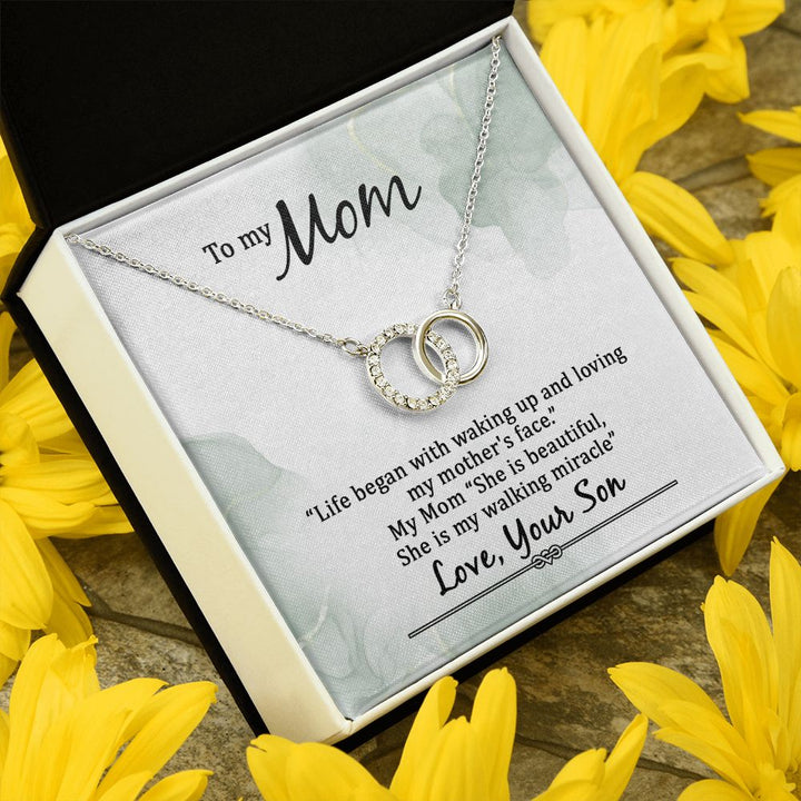 To My Mom | Life began with walking up - Perfect Pair Necklace