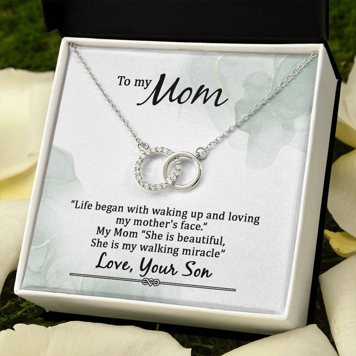 To My Mom | Life began with walking up - Perfect Pair Necklace