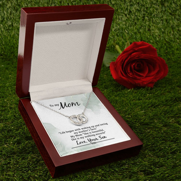 To My Mom | Life began with walking up - Perfect Pair Necklace