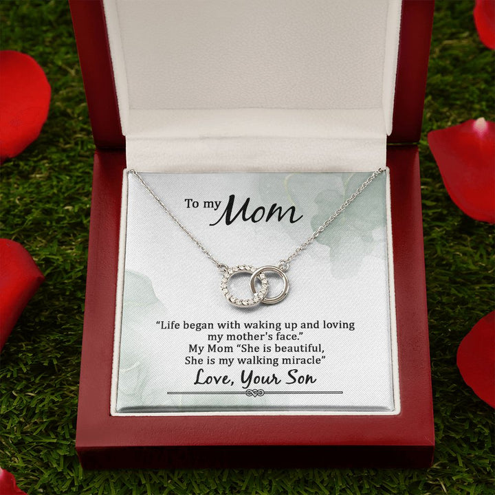To My Mom | Life began with walking up - Perfect Pair Necklace