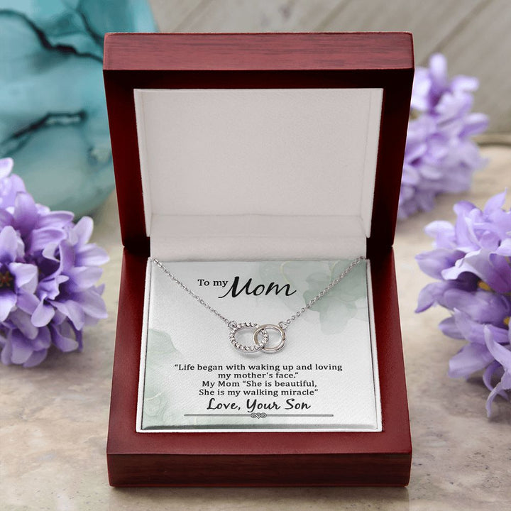 To My Mom | Life began with walking up - Perfect Pair Necklace