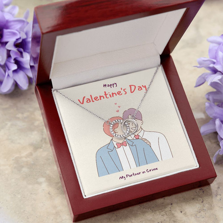 Happy Valentine's Day | My Partner in Crime Boyfriend LGBTQ for Men  - Perfect Pair Necklace