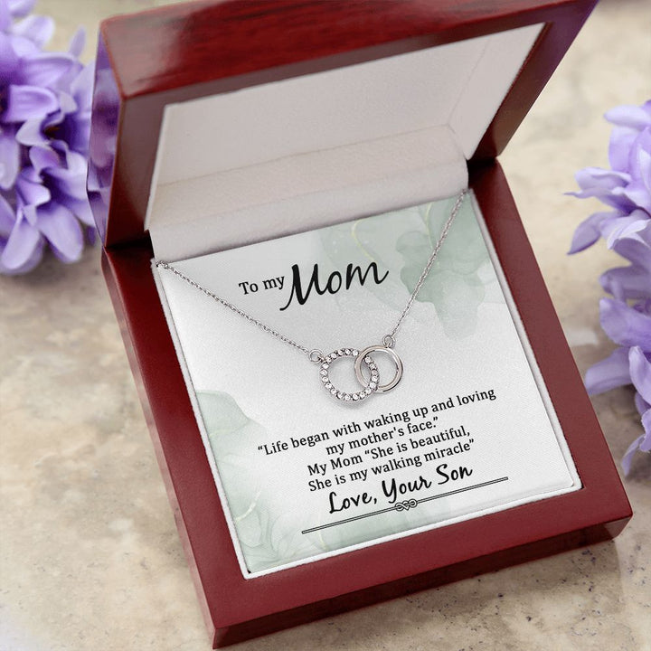 To My Mom | Life began with walking up - Perfect Pair Necklace
