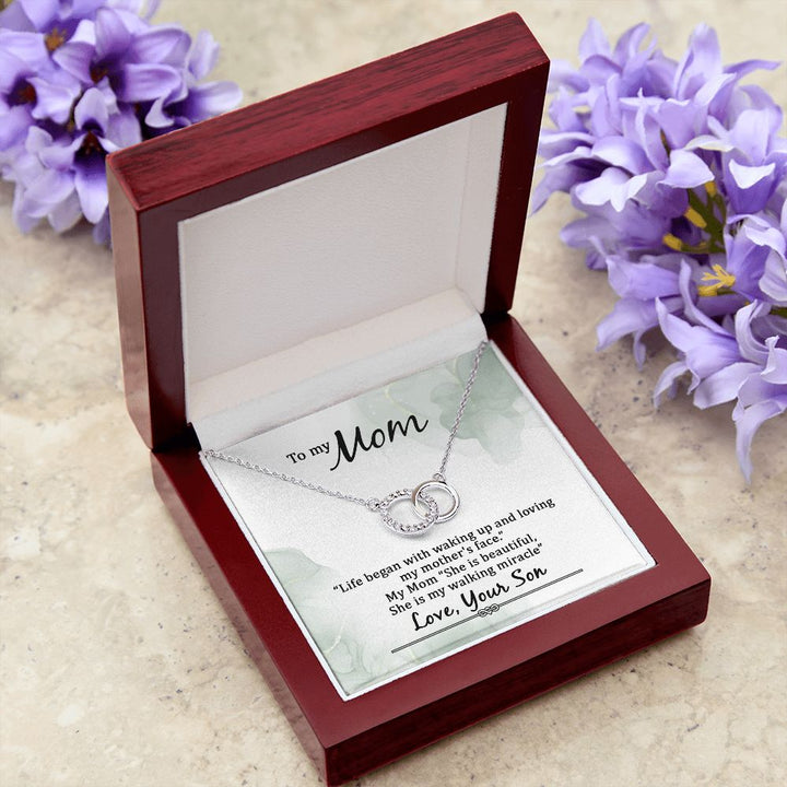 To My Mom | Life began with walking up - Perfect Pair Necklace