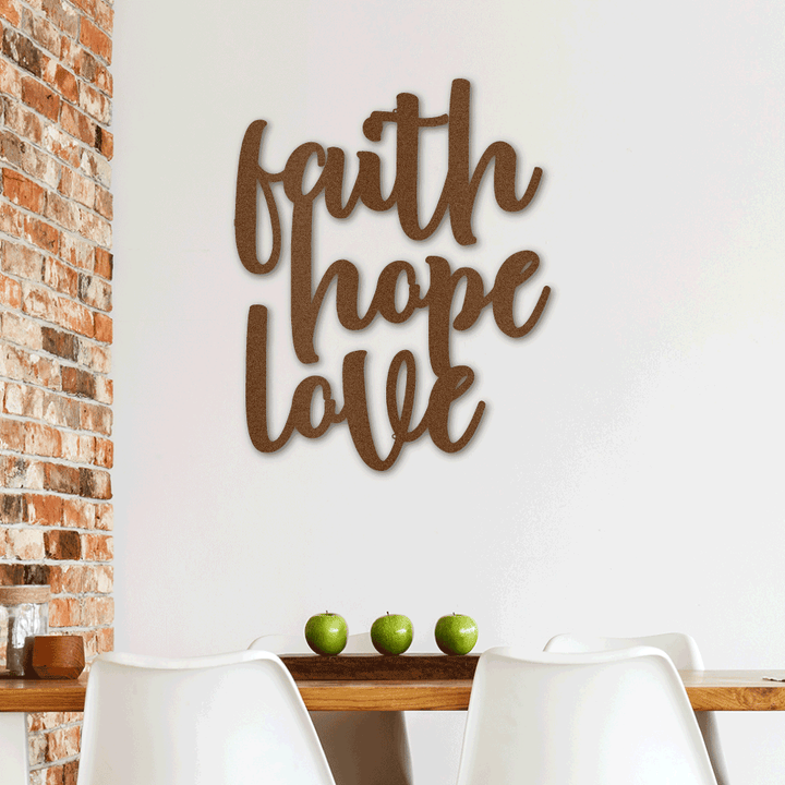 Faith Hope Love Script - Steel Sign