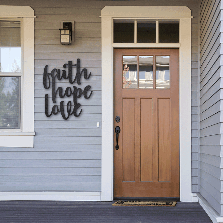 Faith Hope Love Script - Steel Sign