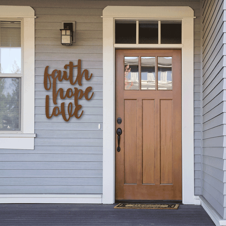 Faith Hope Love Script - Steel Sign