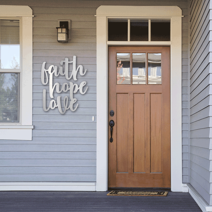Faith Hope Love Script - Steel Sign