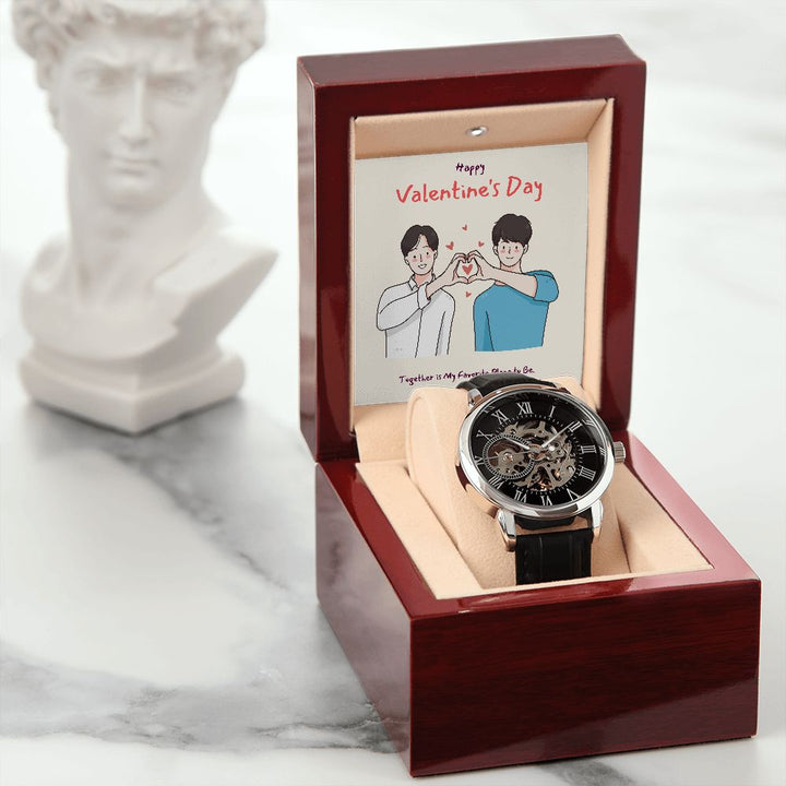 Happy Valentine's Day | Together We Shine LGBTQ for Men - Men's Openwork Watch
