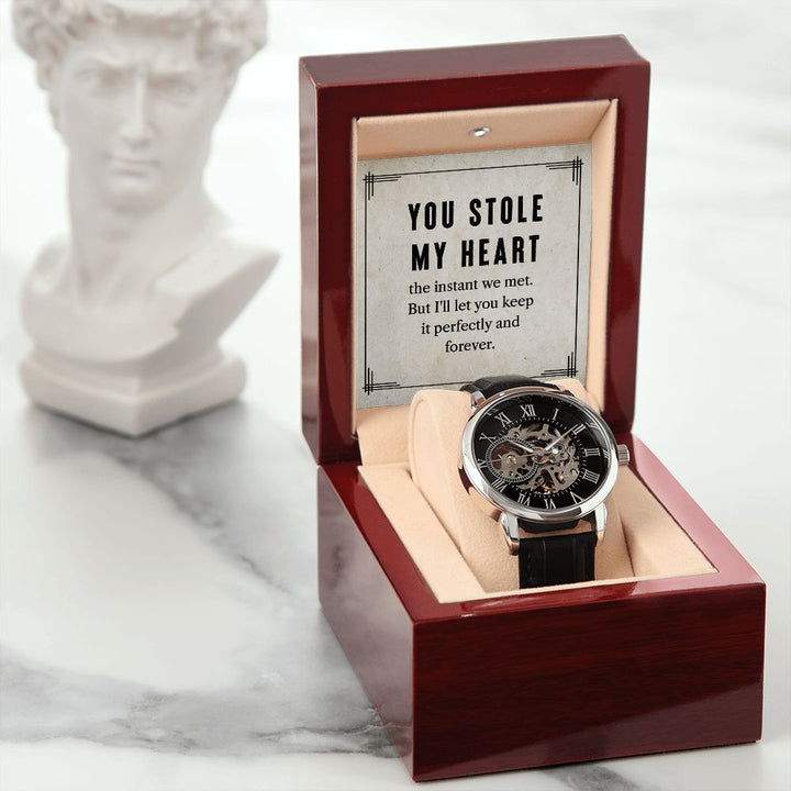 To My Husband | You stole my heart - Men's Openwork Watch