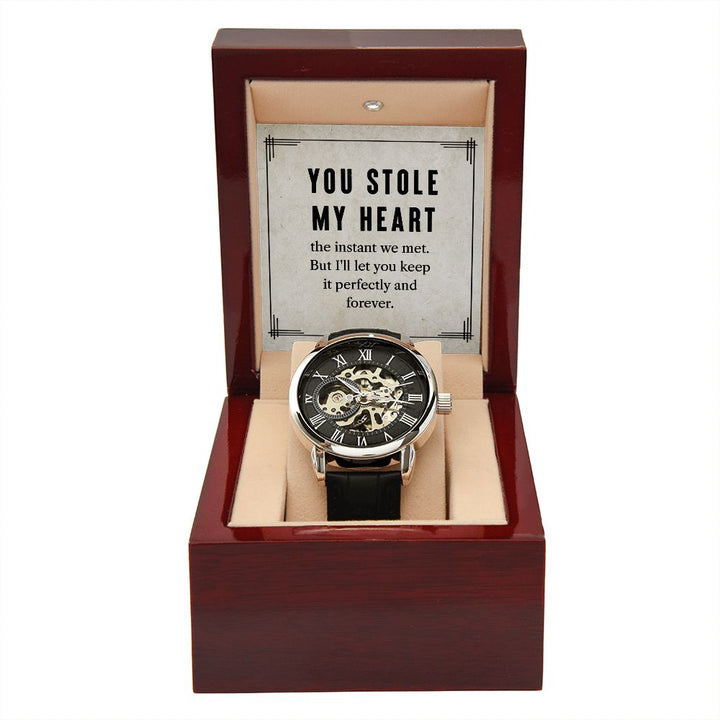 To My Husband | You stole my heart - Men's Openwork Watch