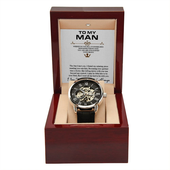 To My Man | I love you, forever and always - Men's Openwork Watch
