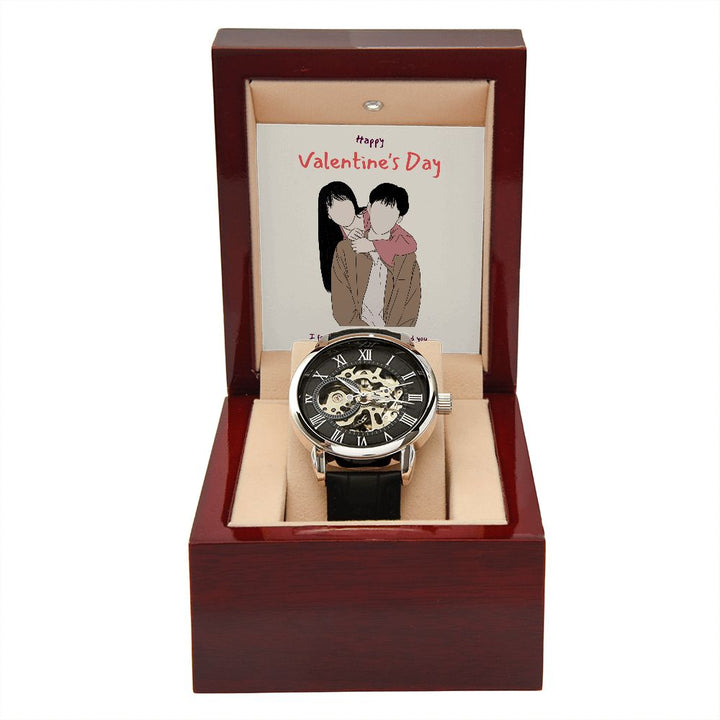 Happy Valentine's Day | Feel So Blessed -  Men's Openwork Watch