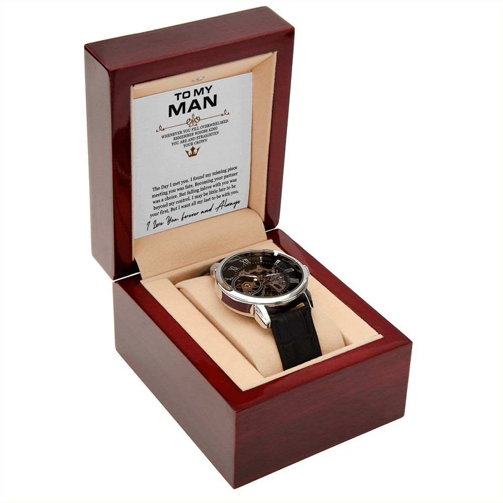 To My Man | I love you, forever and always - Men's Openwork Watch